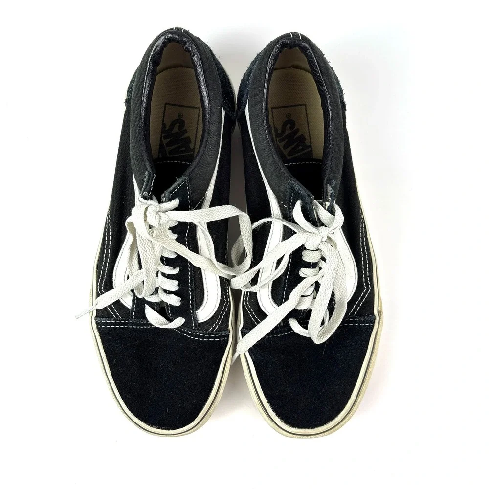 Vans Old Skool Low Top Skate Shoes M 7‎ W 8.5 Black White Canvas Suede - Picture 3 of 16